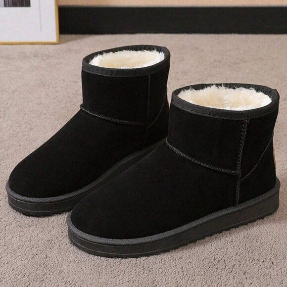Shoes - Black And White Casual Women's Faux Lined Suede Ankle/Mini Platform Boots